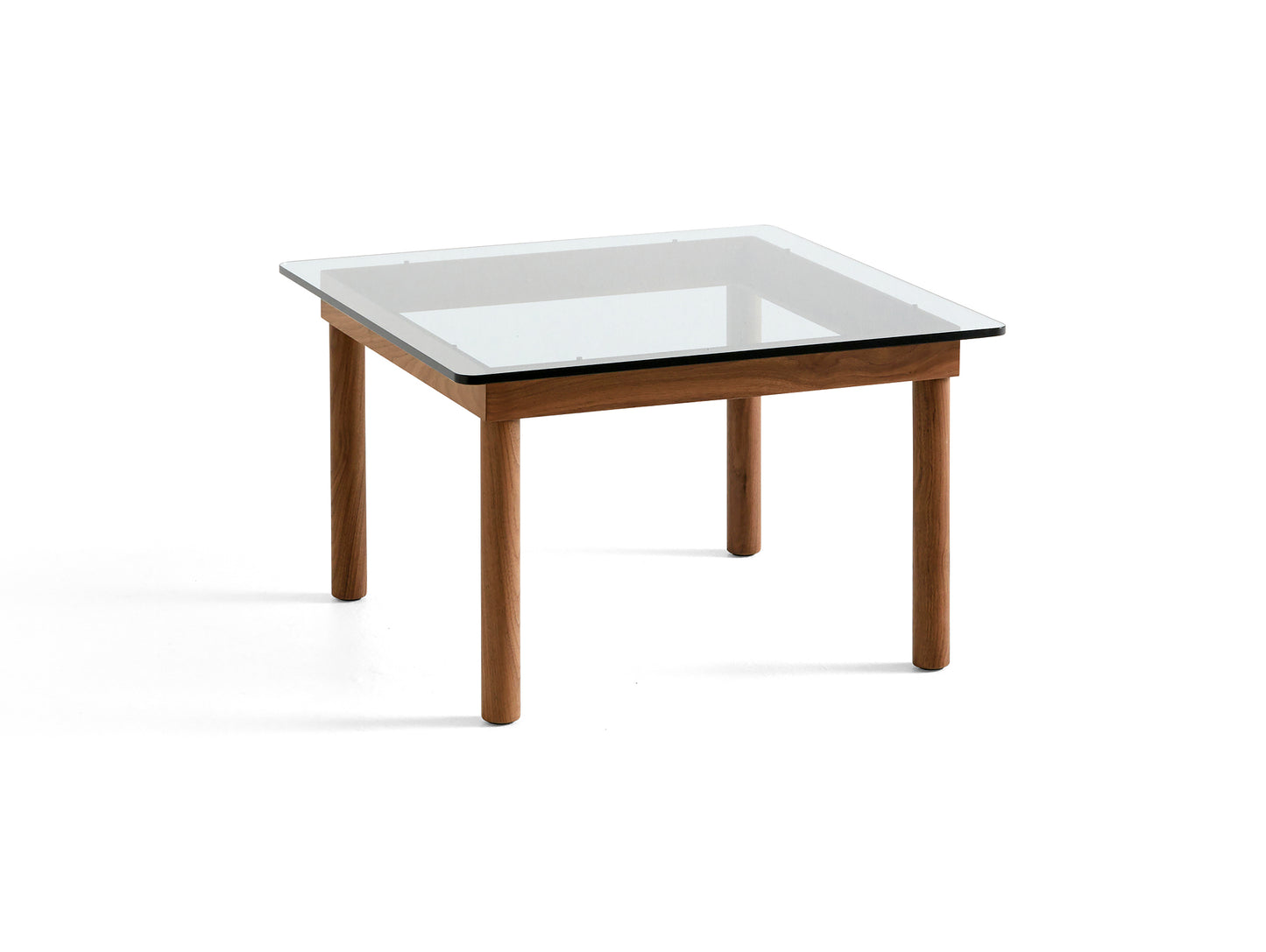 Kofi Table / 60 x 60 cm / Walnut Base / Clear Glass Tabletop / HAY