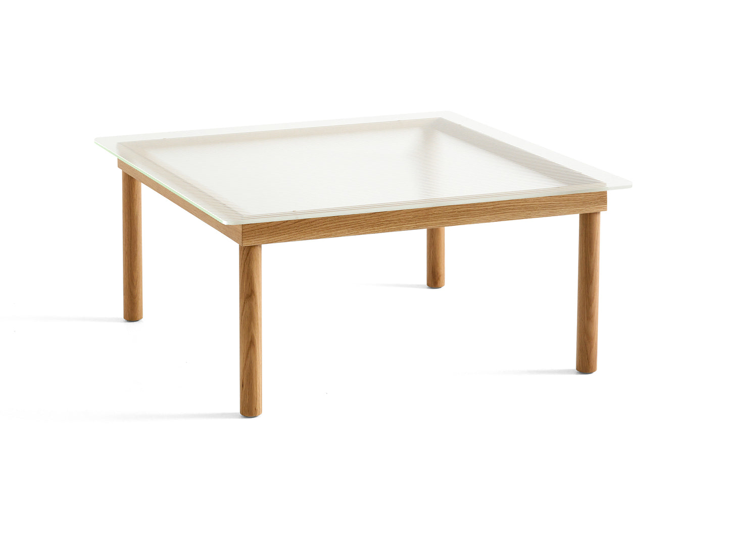 Kofi Table / 80 x 80 cm / Lacquered Oak Base / Clear Reeded Glass Tabletop / HAY