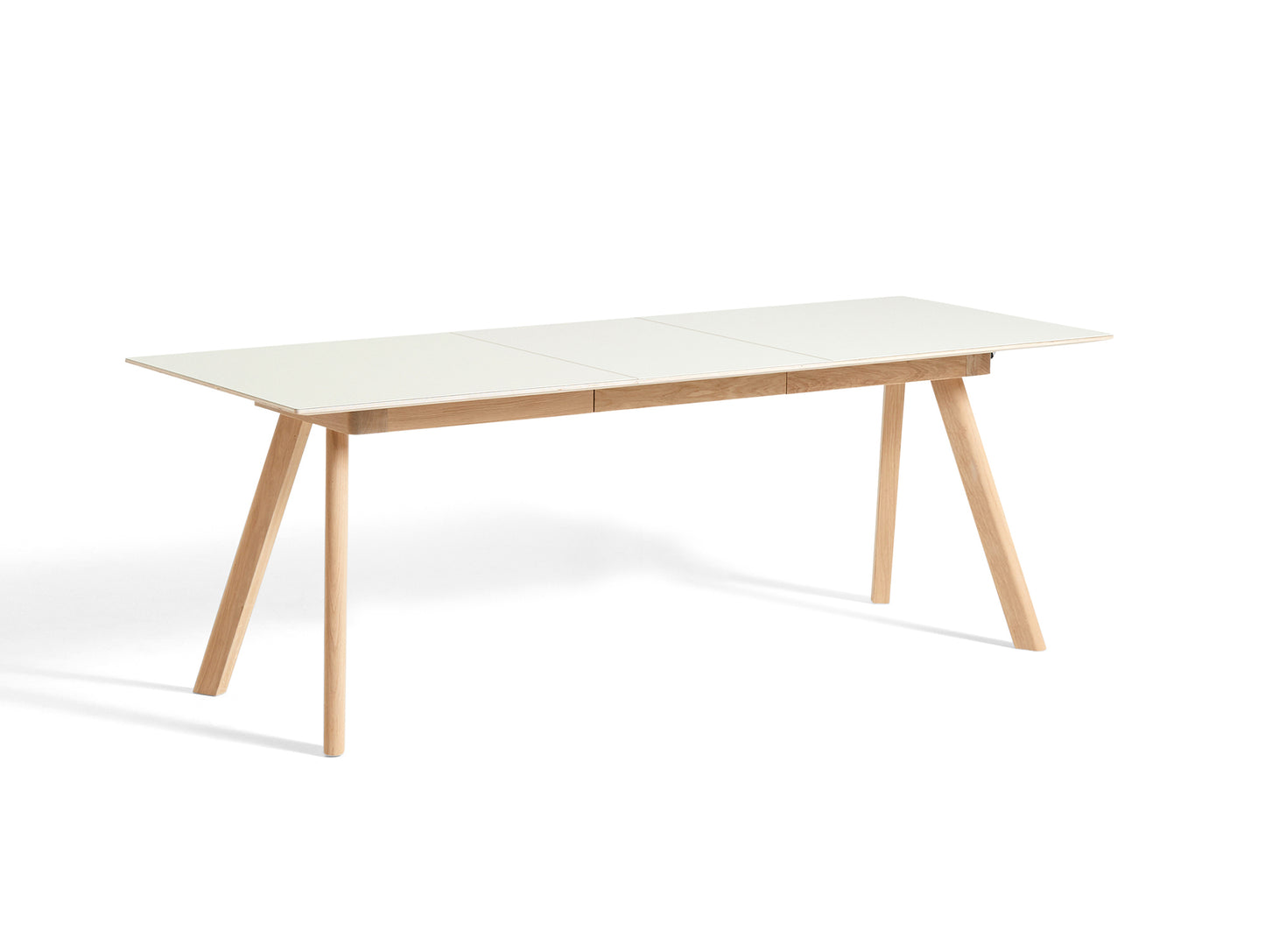 CPH30 Extendable Dining Table by HAY - L160 cm / 1 Leaf / Off-White Linoleum Tabletop with Lacquered Oak Base