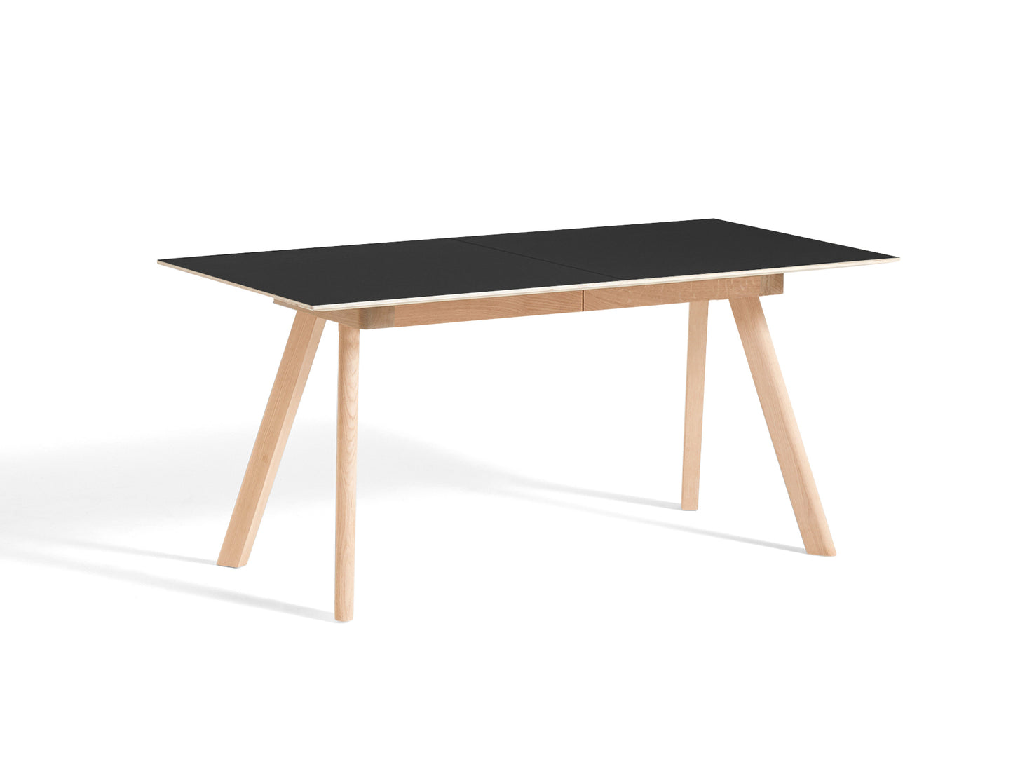 CPH30 Extendable Dining Table by HAY - L160 cm / Black Linoleum Tabletop with Soaped Oak Base