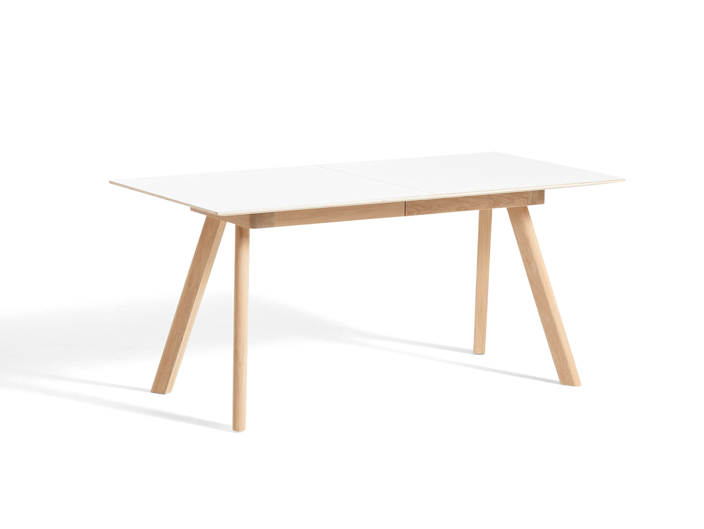 CPH30 Extendable Dining Table by HAY - L160 cm / White Laminate Tabletop with Lacquered Oak Base