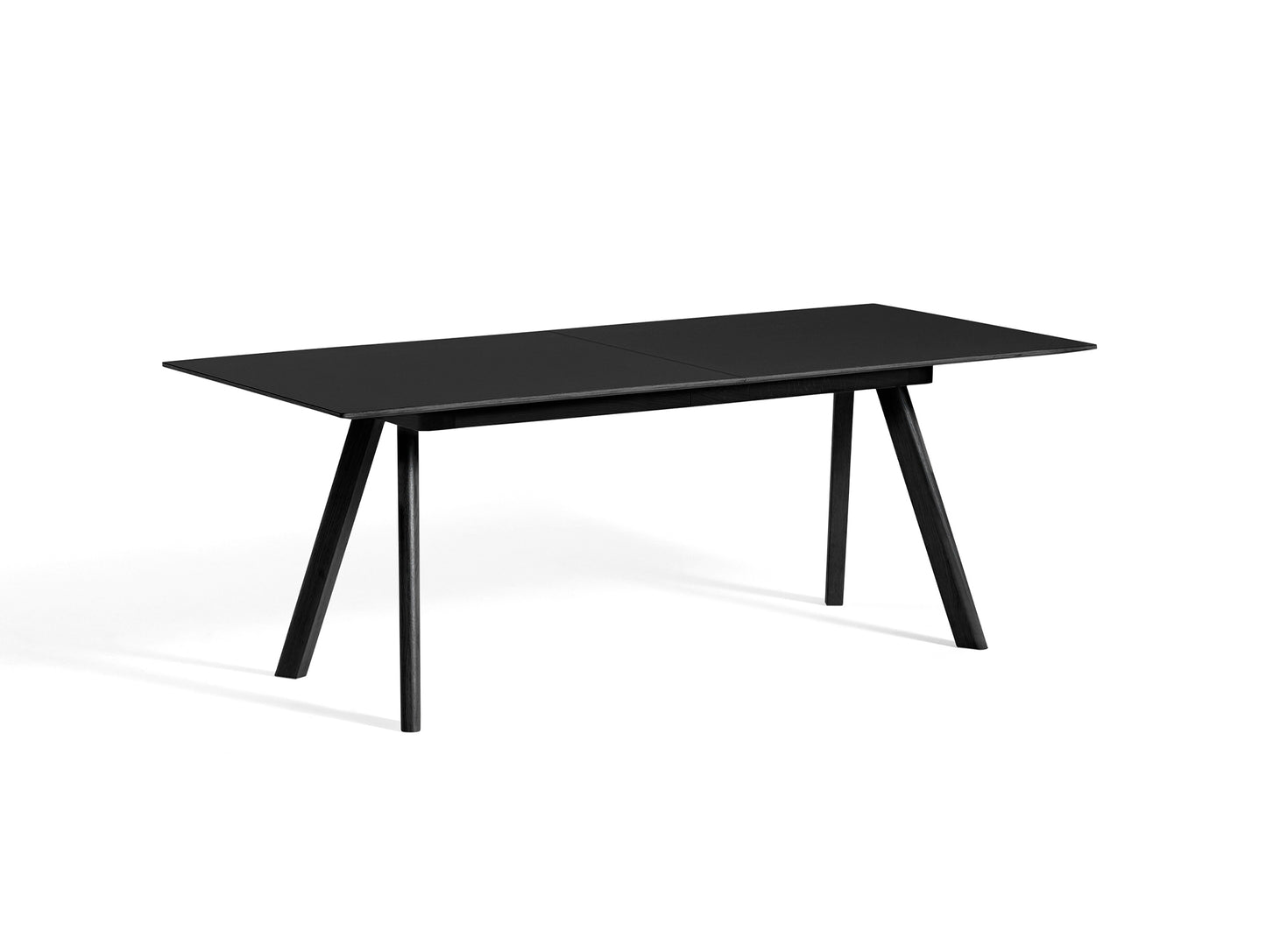 CPH30 Extendable Dining Table by HAY - L200 cm / Black Linoleum Tabletop with Black Lacquered Oak Base