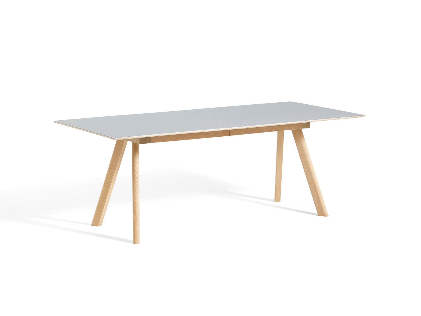 CPH30 Extendable Dining Table by HAY - L200 cm / Grey Linoleum Tabletop with Lacquered Oak Base