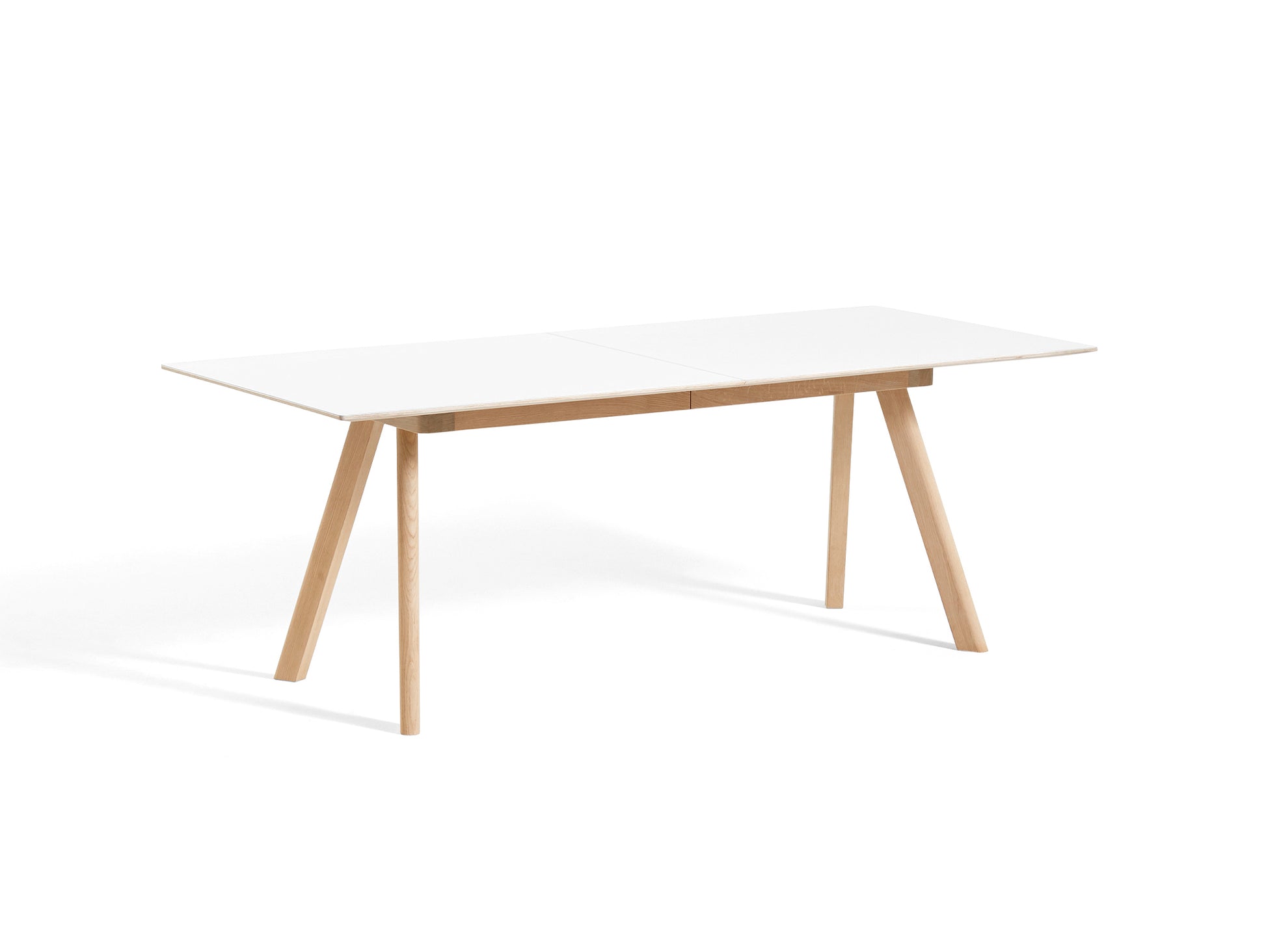 CPH30 Extendable Dining Table by HAY - L200 cm  / White Laminate Tabletop with Lacquered Oak Base