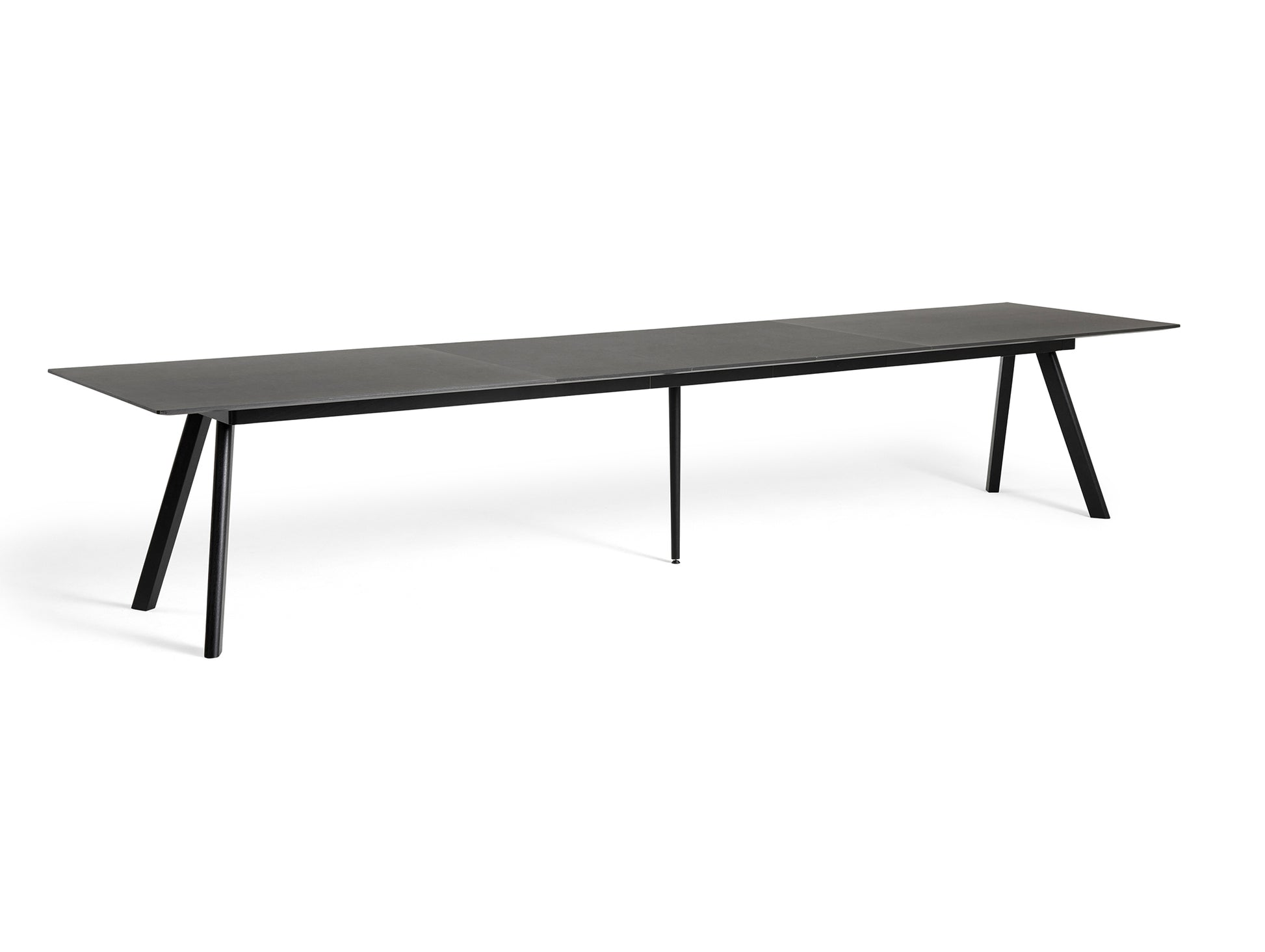 CPH30 Extendable Dining Table by HAY - L250  (3 leaves)/ Black Lacquered Oak / Black Linoleum Tabletop