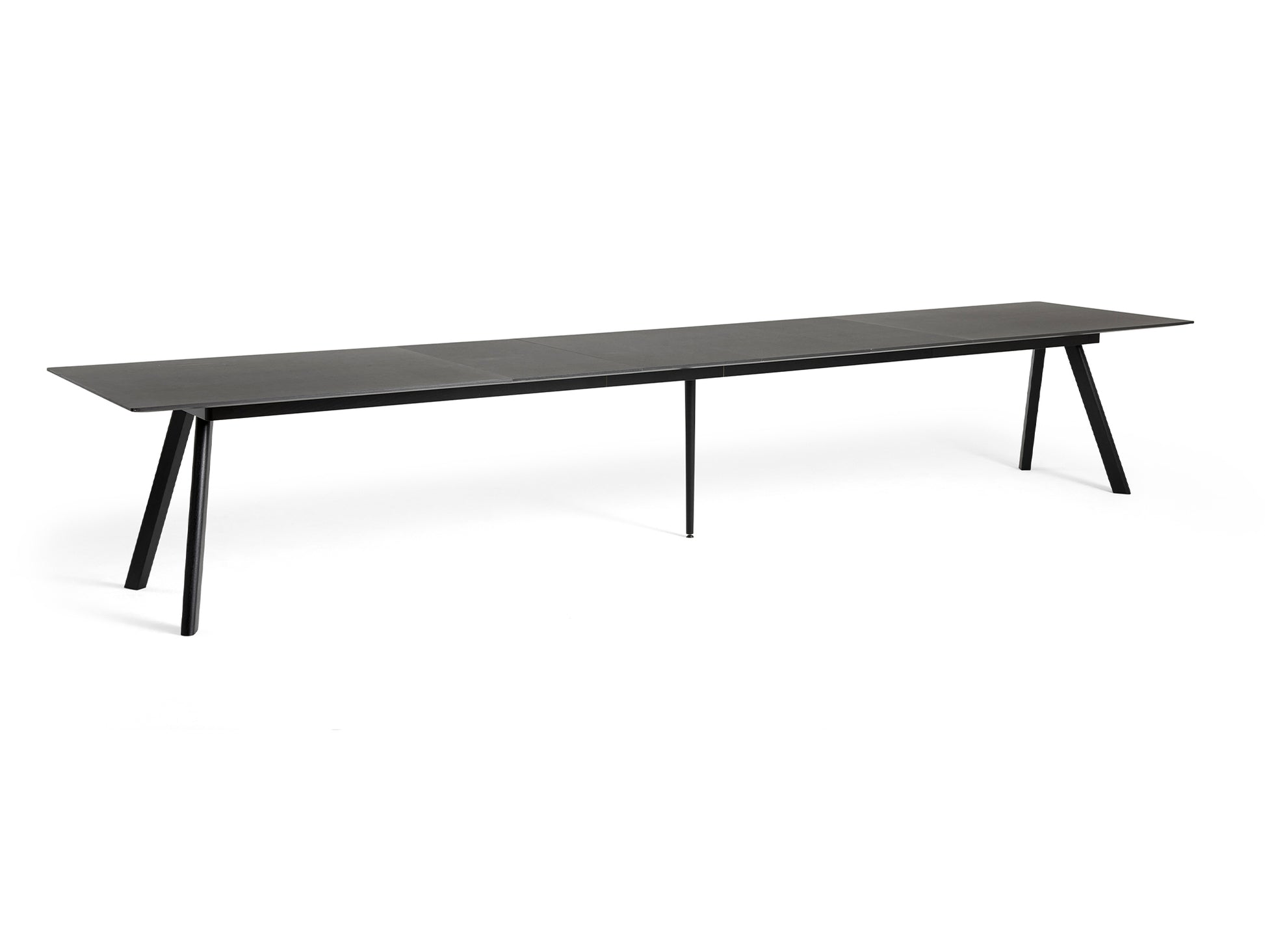 CPH30 Extendable Dining Table by HAY - L250 (4 leaves) / Black Lacquered Oak / Black Linoleum Tabletop