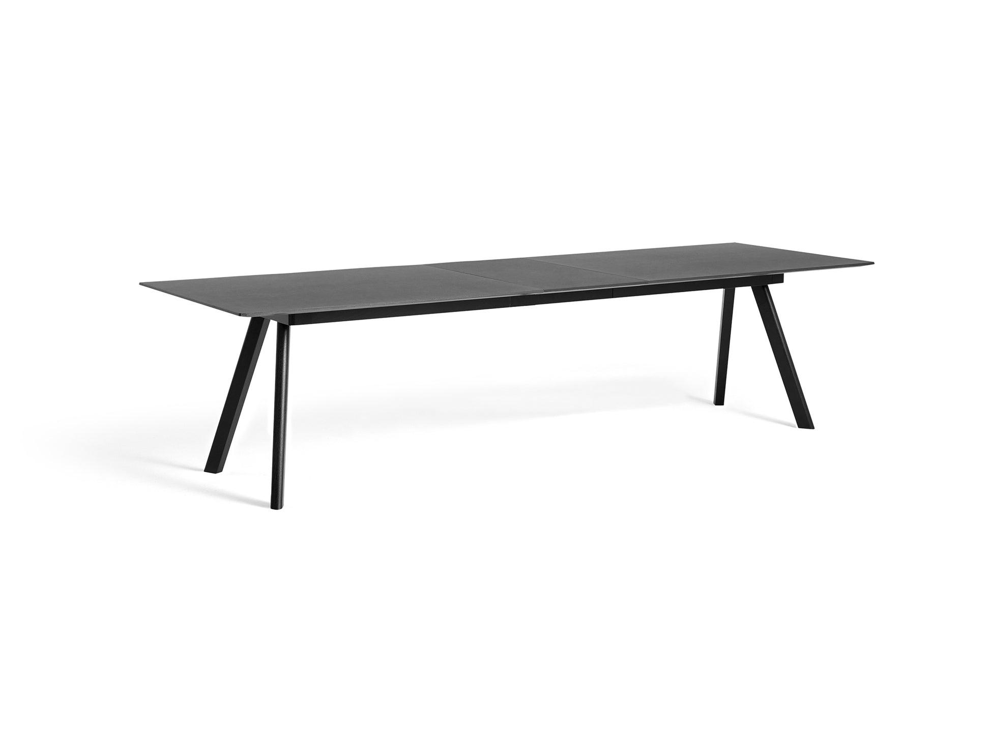 CPH30 Extendable Dining Table by HAY - L250 (1 Leaf)  / Black Lacquered Oak / Black Linoleum Tabletop
