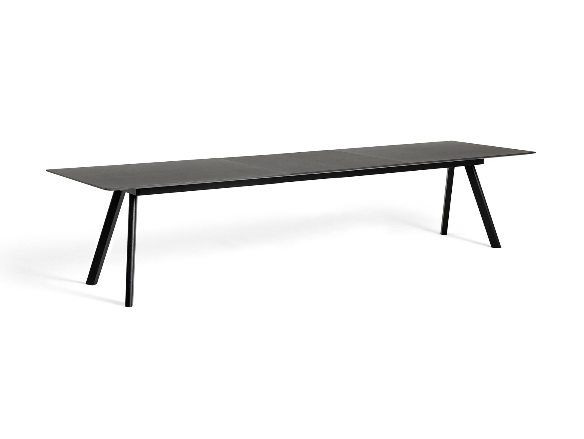 CPH30 Extendable Dining Table by HAY - L250 (2 leaves) / Black Lacquered Oak / Black Linoleum Tabletop
