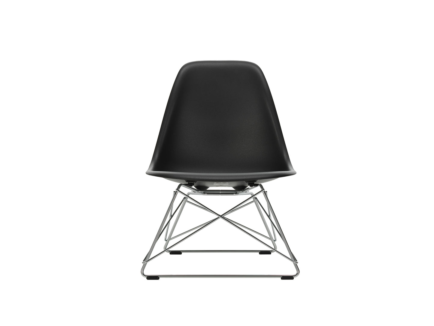 Eames LSR Plastic Side Chair by Vitra - Deep Black / Chrome Wire Base