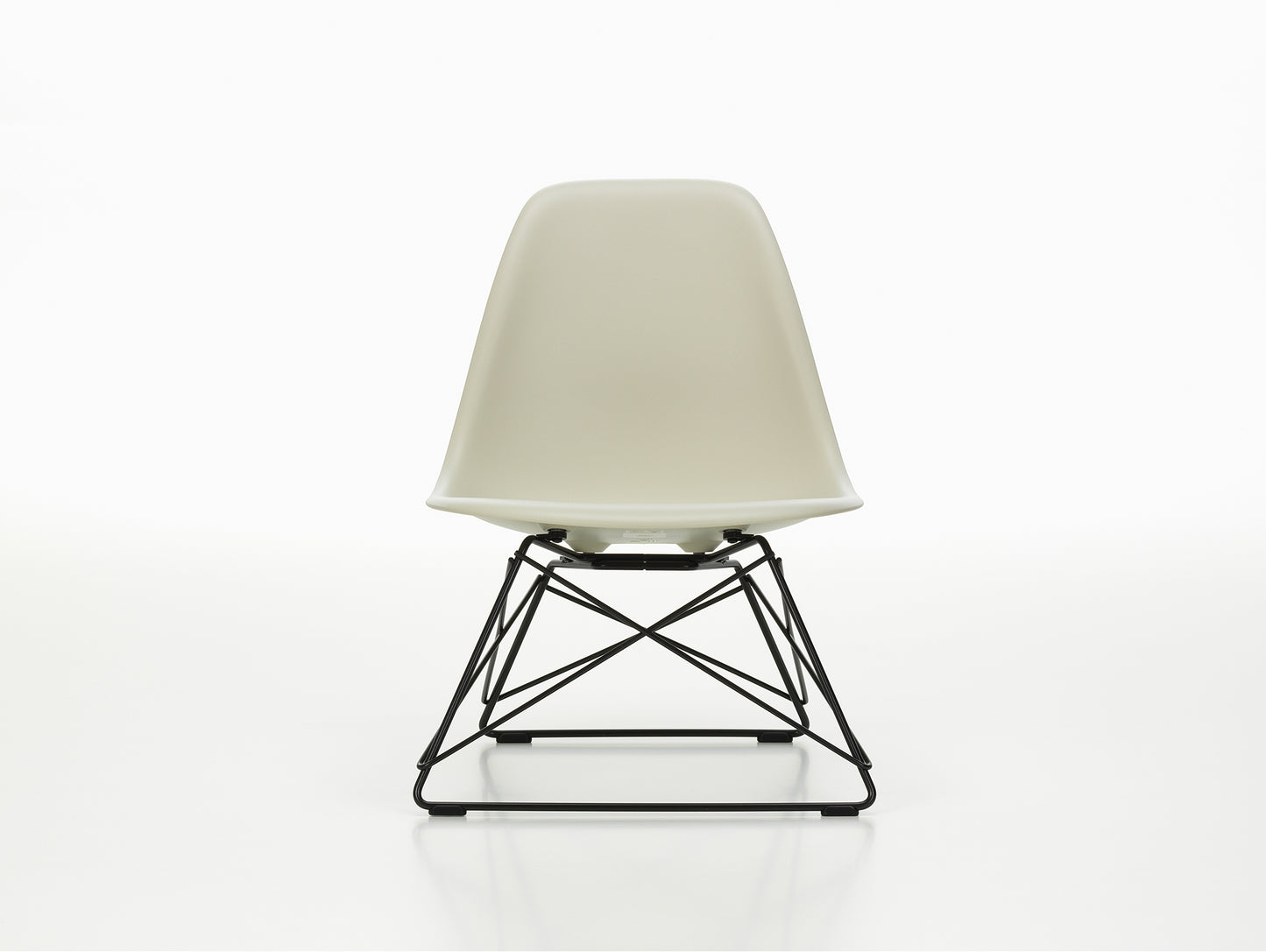 Eames LSR Plastic Side Chair by Vitra - Pebble / Black Basic Dark Wire Base
