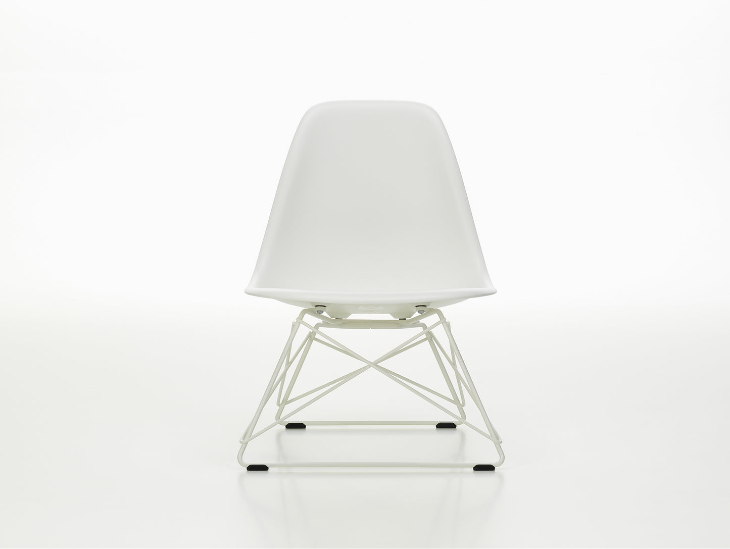 Eames LSR Plastic Side Chair by Vitra - White / White Wire Base