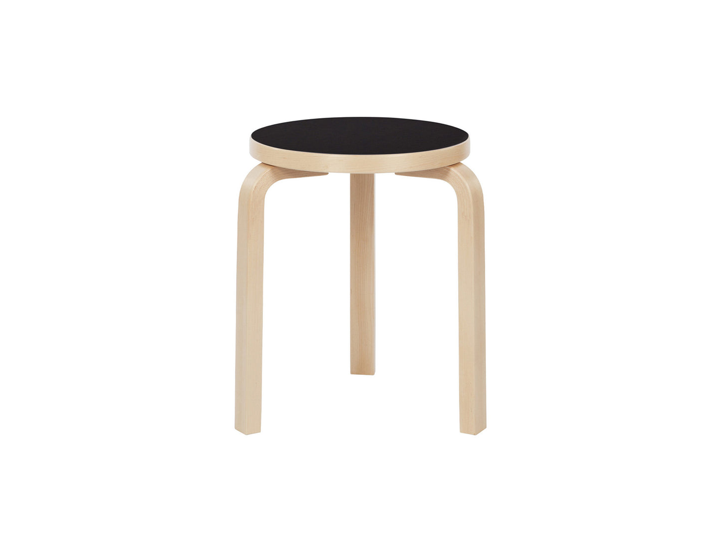 Alvar Aalto Stool 60 by Artek - Black Linoleum