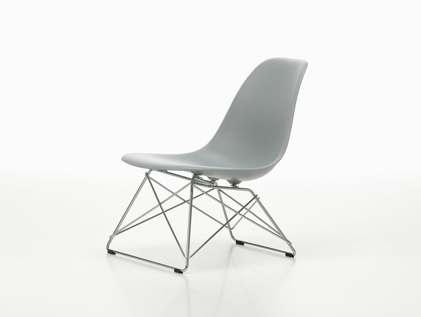 Eames LSR Plastic Side Chair by Vitra - Light Grey / Chrome Wire Base