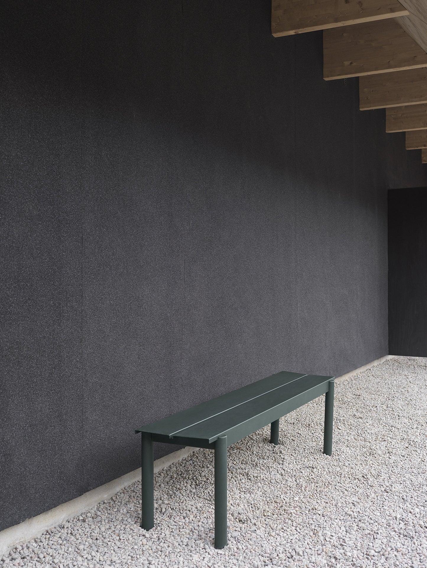 Linear Steel Table and Bench - Dark Green
