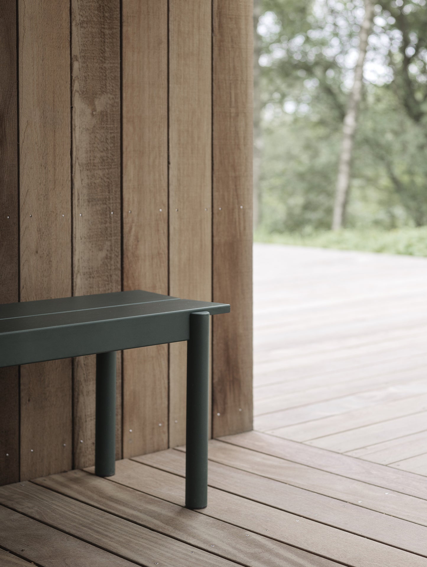 Linear Steel Table and Bench - Dark Green