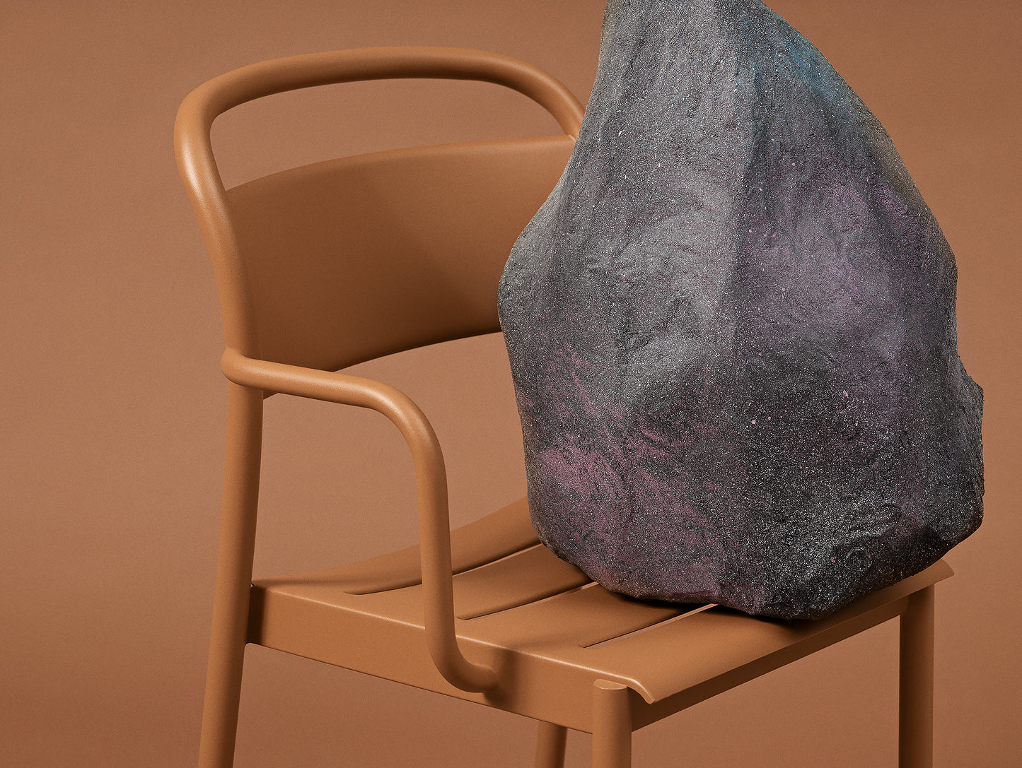Linear Steel Armchair in Burnt Orange by Muuto
