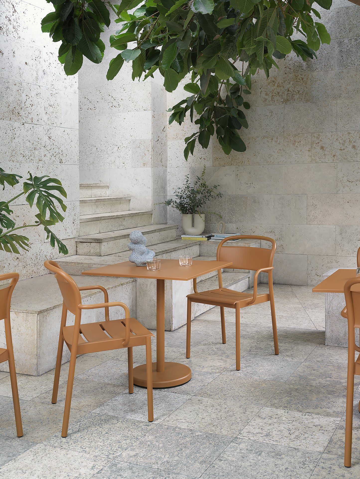 Linear Steel Armchair in Burnt Orange by Muuto