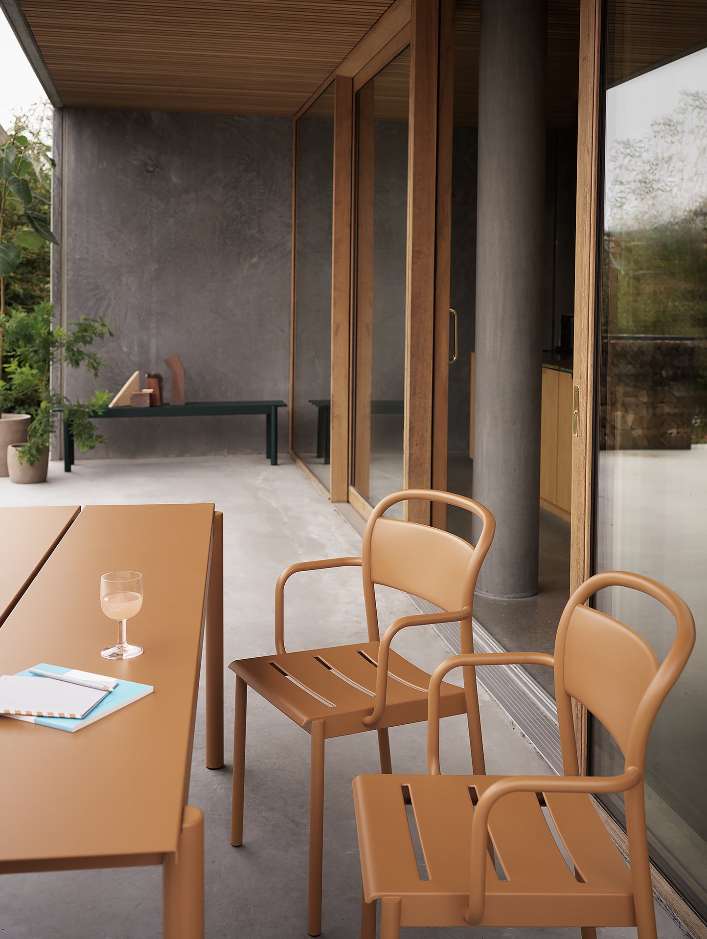 Linear Steel Armchair in Burnt Orange by Muuto
