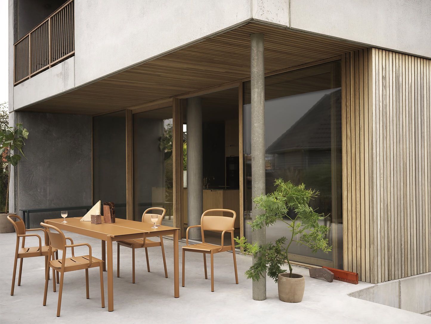Linear Steel Armchair in Burnt Orange by Muuto