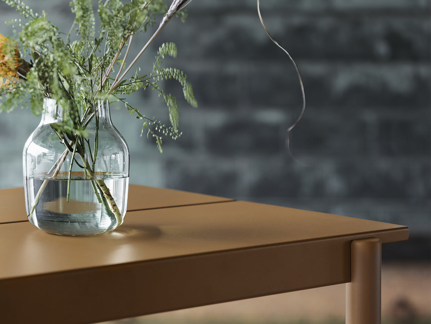 Linear Steel Table and Bench - Burnt Orange