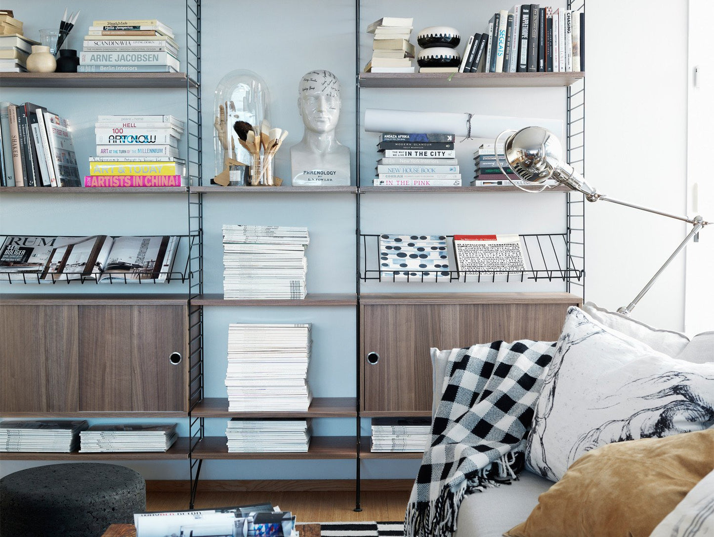 String System Cabinet with Sliding Doors