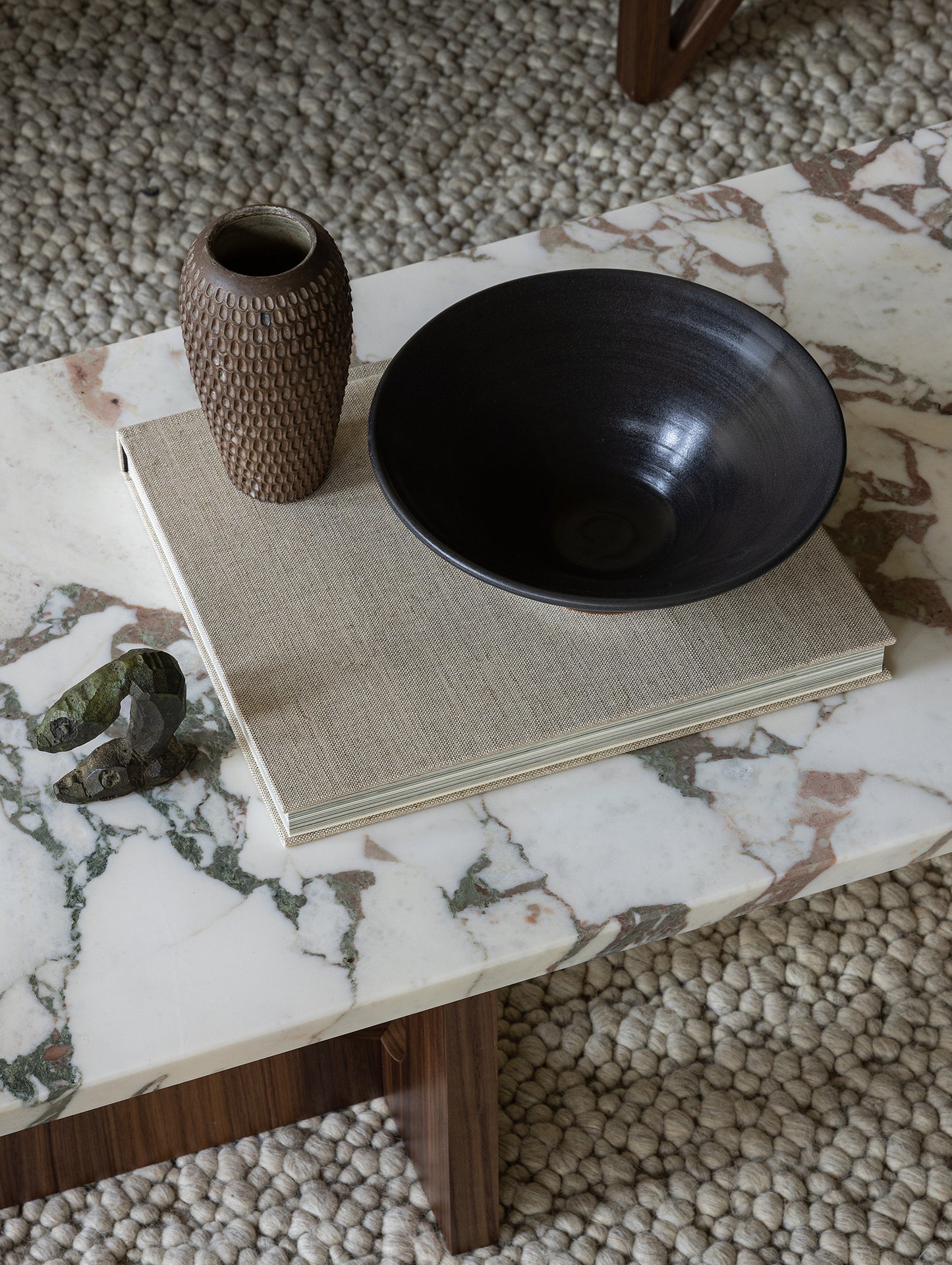 Androgyne Lounge Table by Menu - Calacatta Viola Marble Top / Walnut Veneer Base