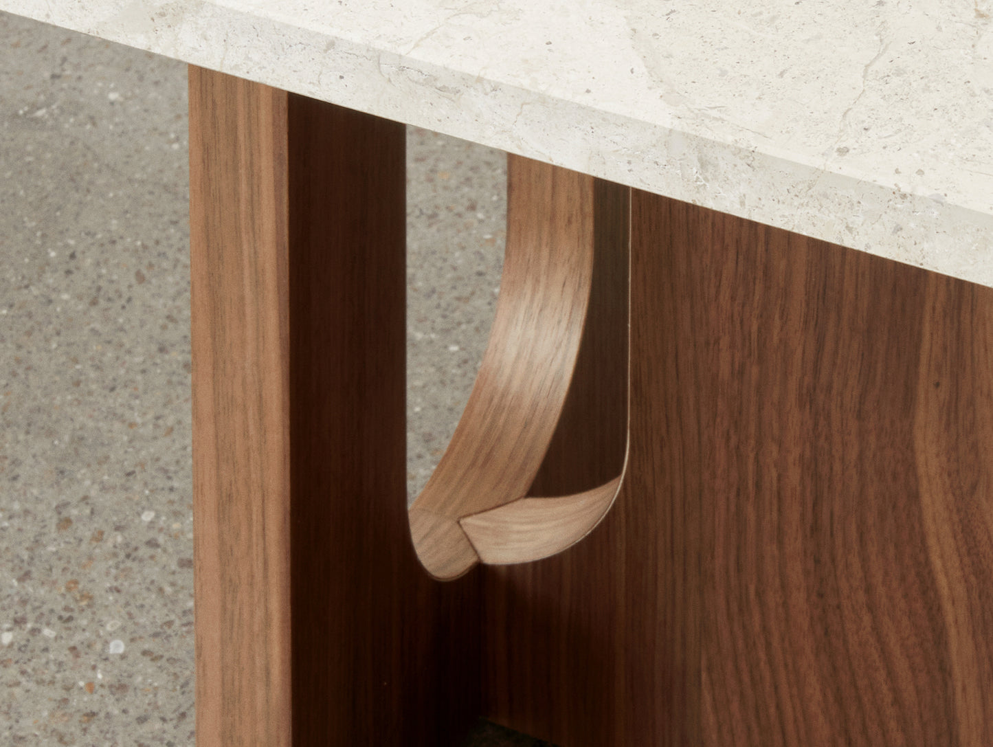Androgyne Lounge Table by Menu - Kunis Breccia Stone Top / Walnut Veneer Base