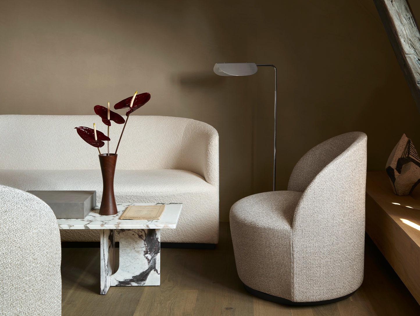 Androgyne Lounge Table by Menu - Calacatta Viola Marble Top / Calacatta Viola Marble Base
