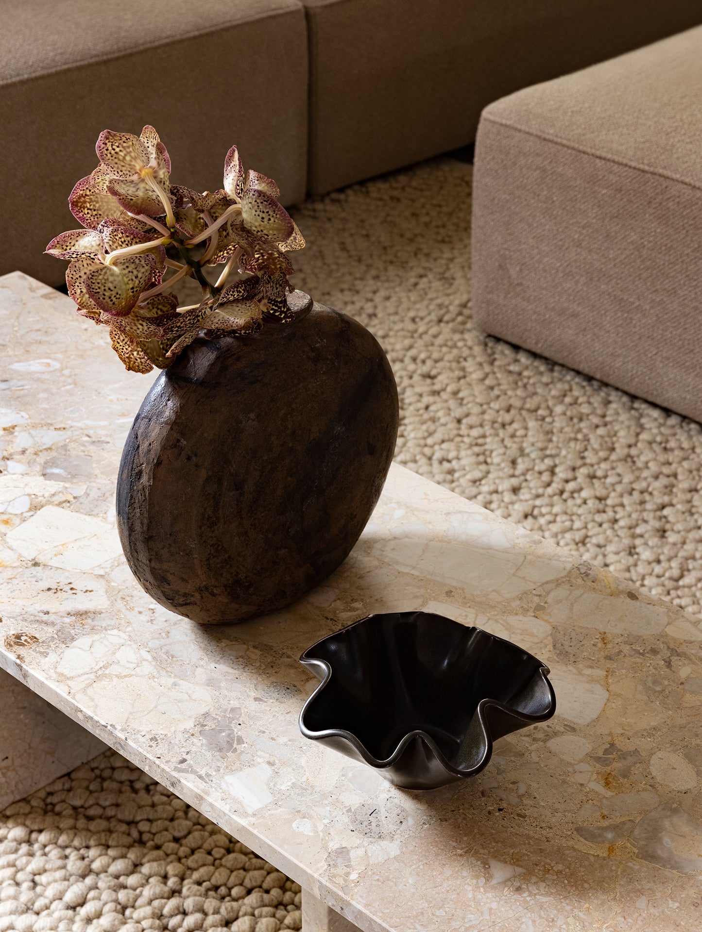 Androgyne Lounge Table by Menu - Kunis Breccia Stone Top / Kunis Breccia Stone Base