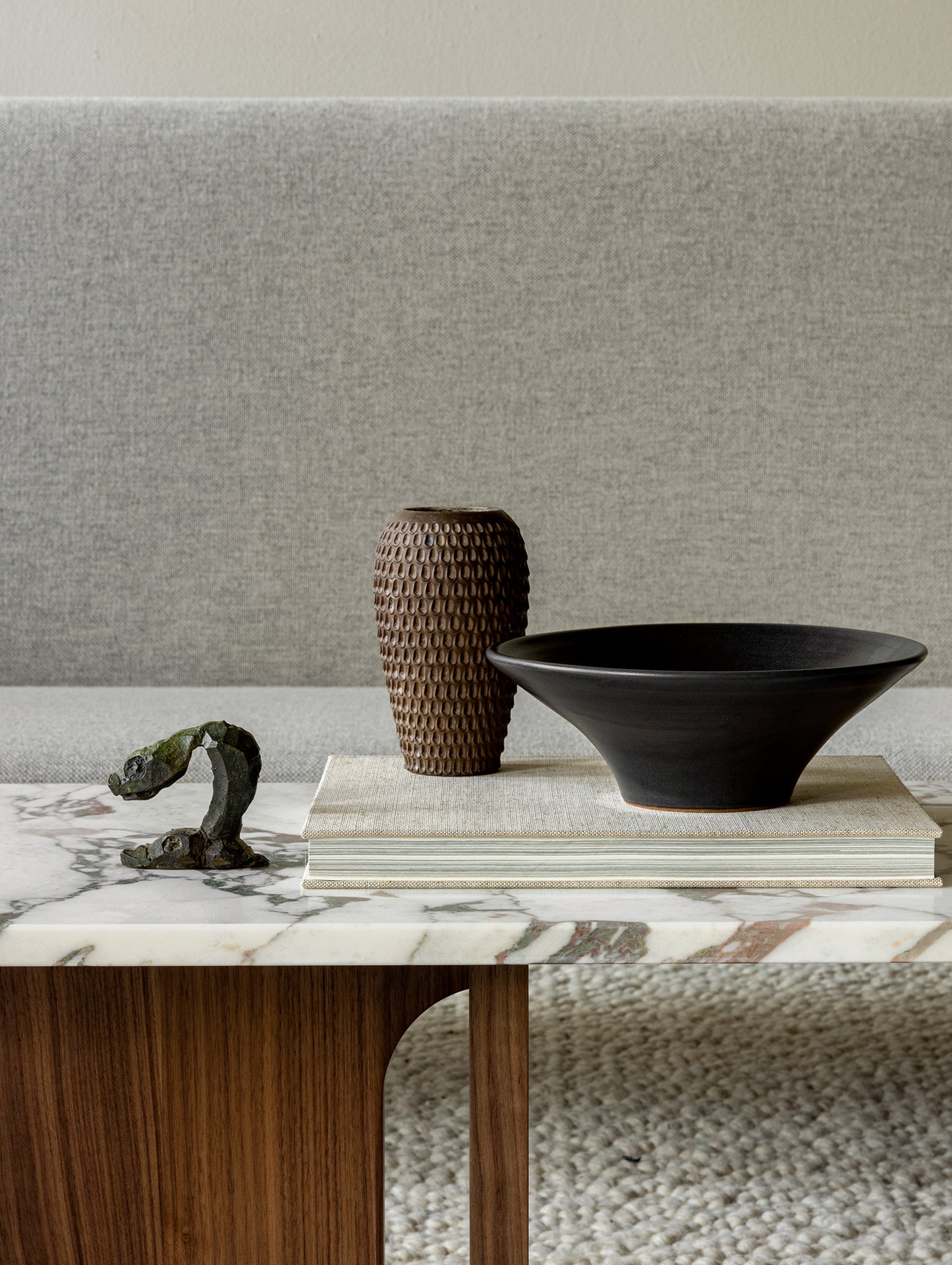 Androgyne Lounge Table by Menu - Calacatta Viola Marble Top / Walnut Veneer Base