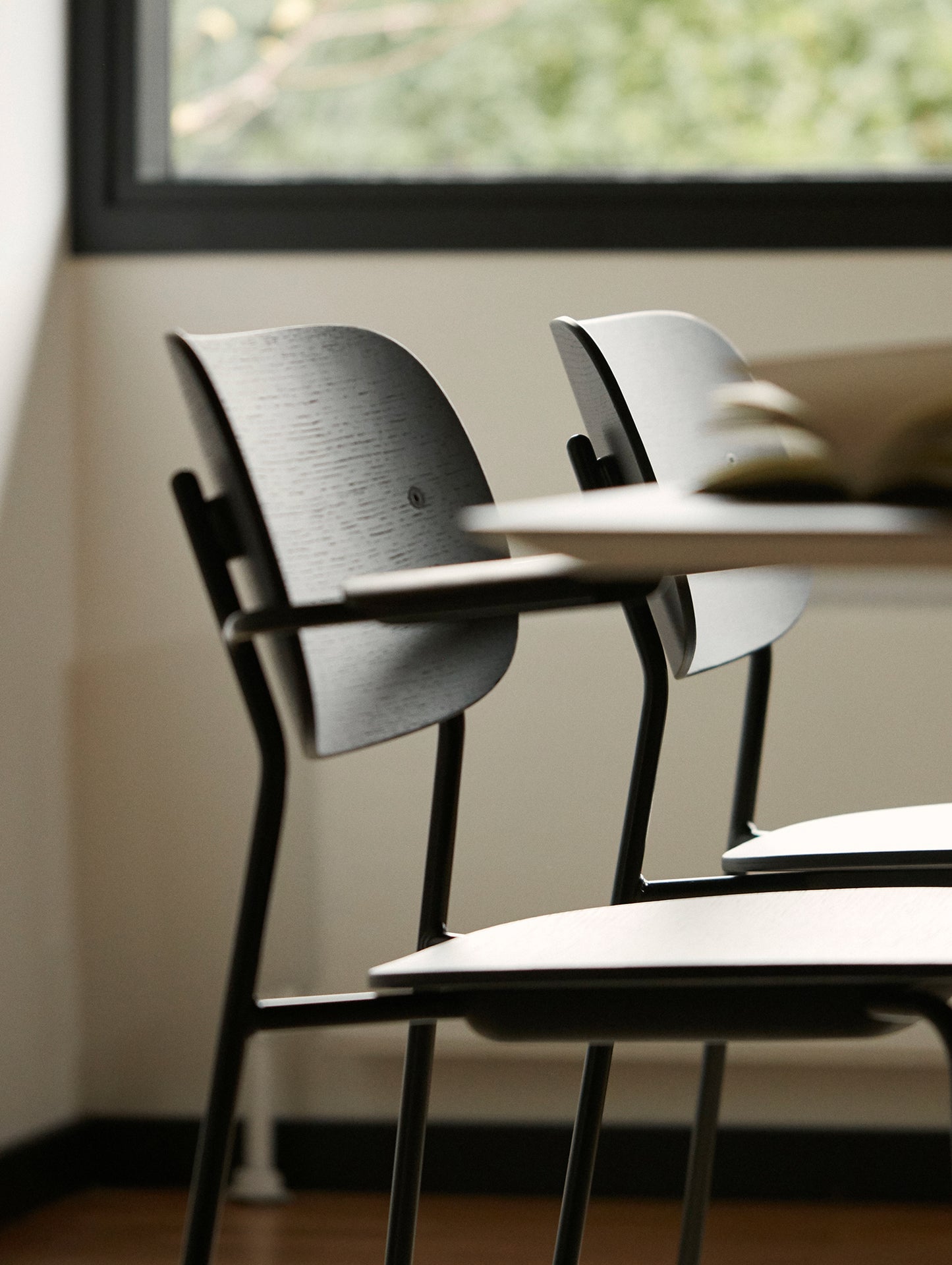 Co Dining Chair by Menu - With Armrest / Black Powder Coated Steel / Black Oak