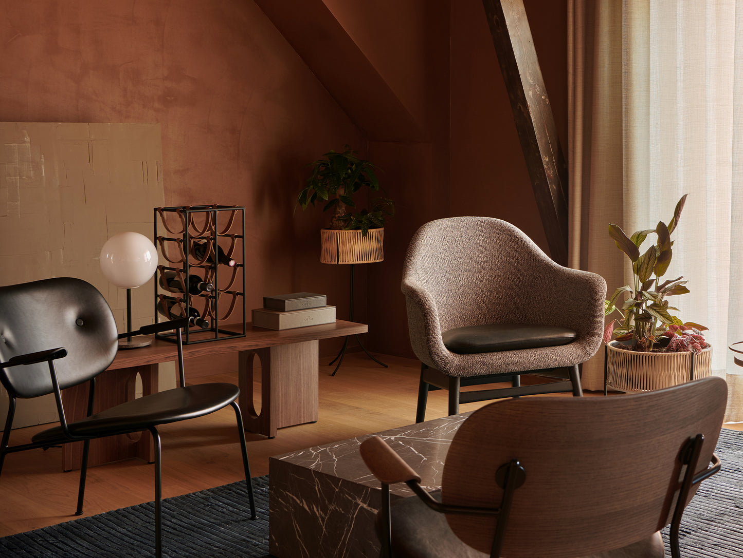 Androgyne Lounge Table by Menu - Walnut Veneer Top / Walnut Veneer Base