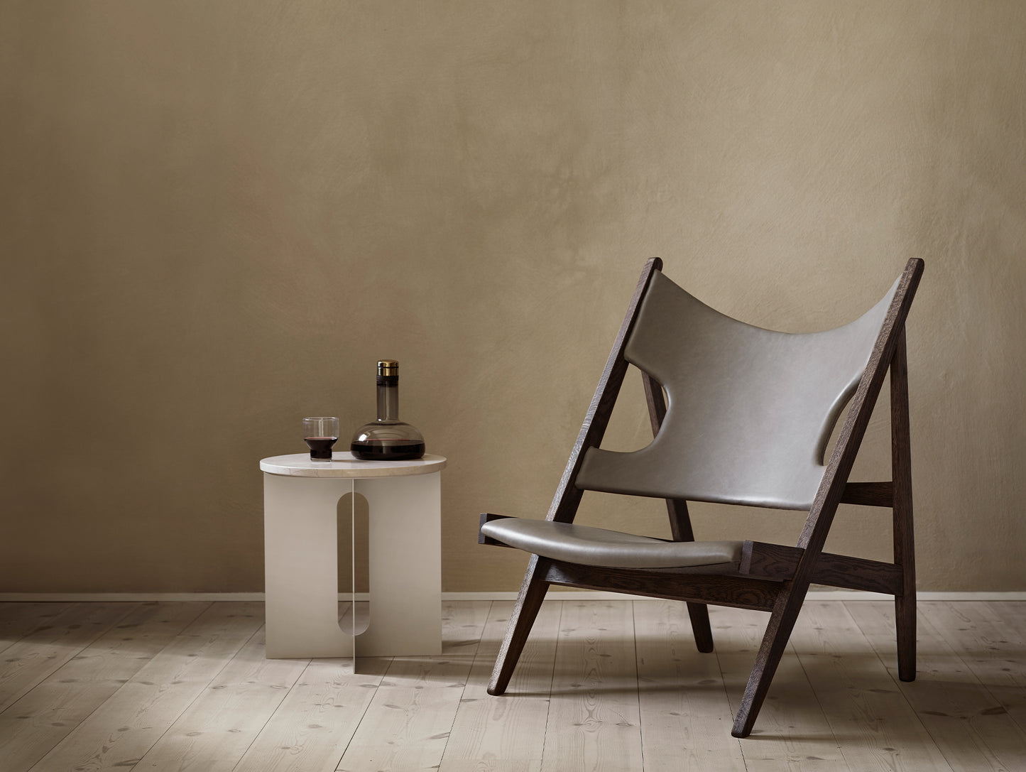 Knitting Chair - Upholstered by Menu - Dark Stained Oak Base / Dakar Leather 0311