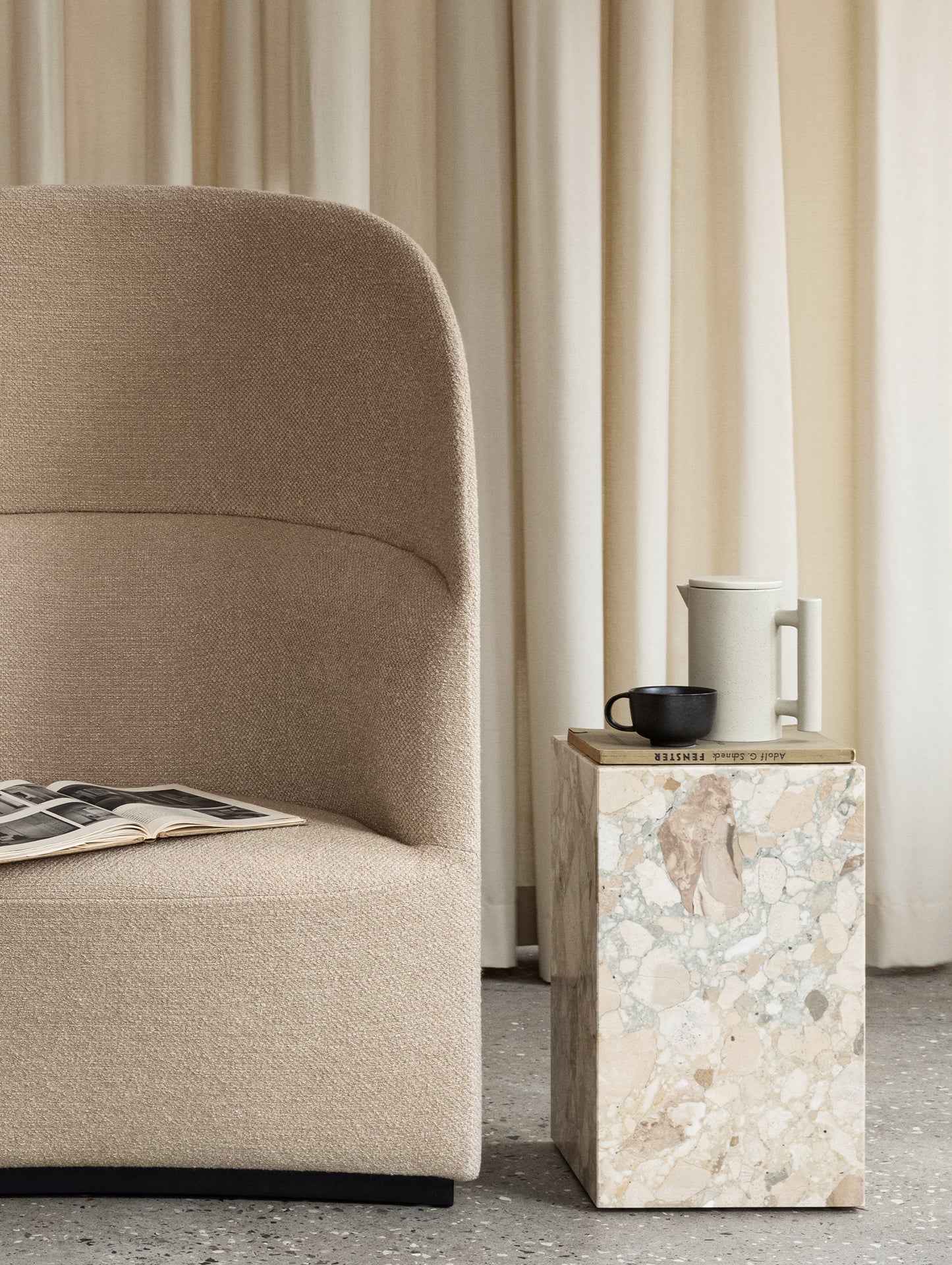 Plinth Tall - Sand Kunis Breccia Marble - Menu