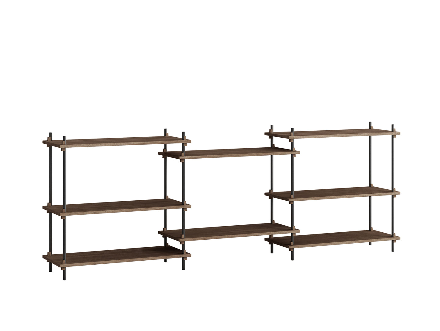 Moebe Shelving System - S.85.3.A Set in Black / Smoked Oak Black