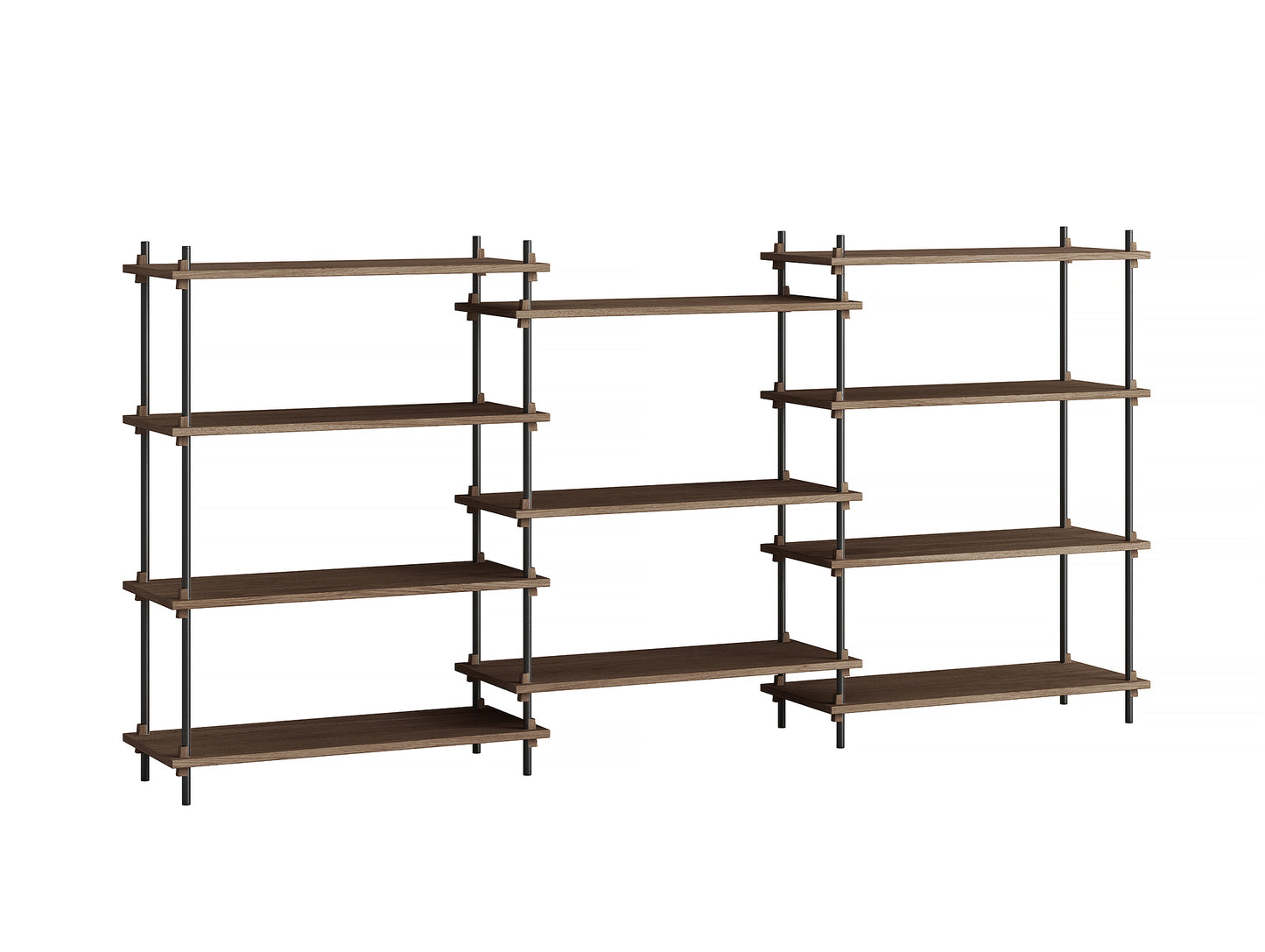 Moebe Shelving System - S.115.3.A Set in Black / Smoked Oak