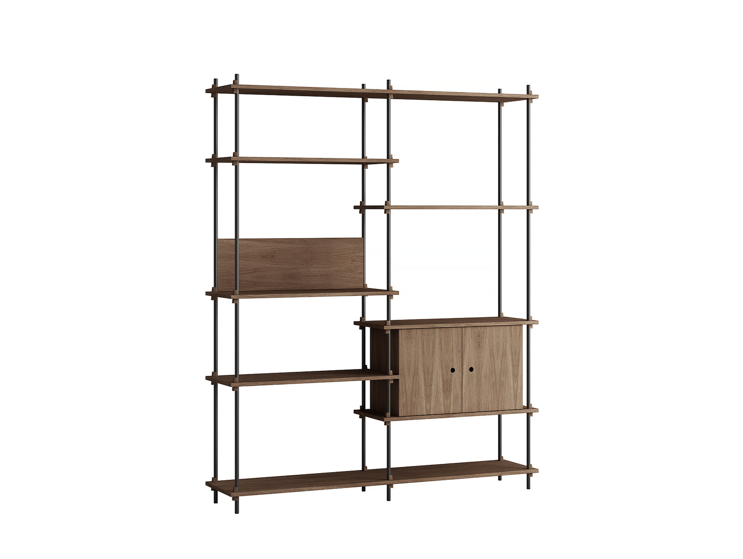 Moebe Shelving System - S.200.2.C Set in Black / Smoked Oak