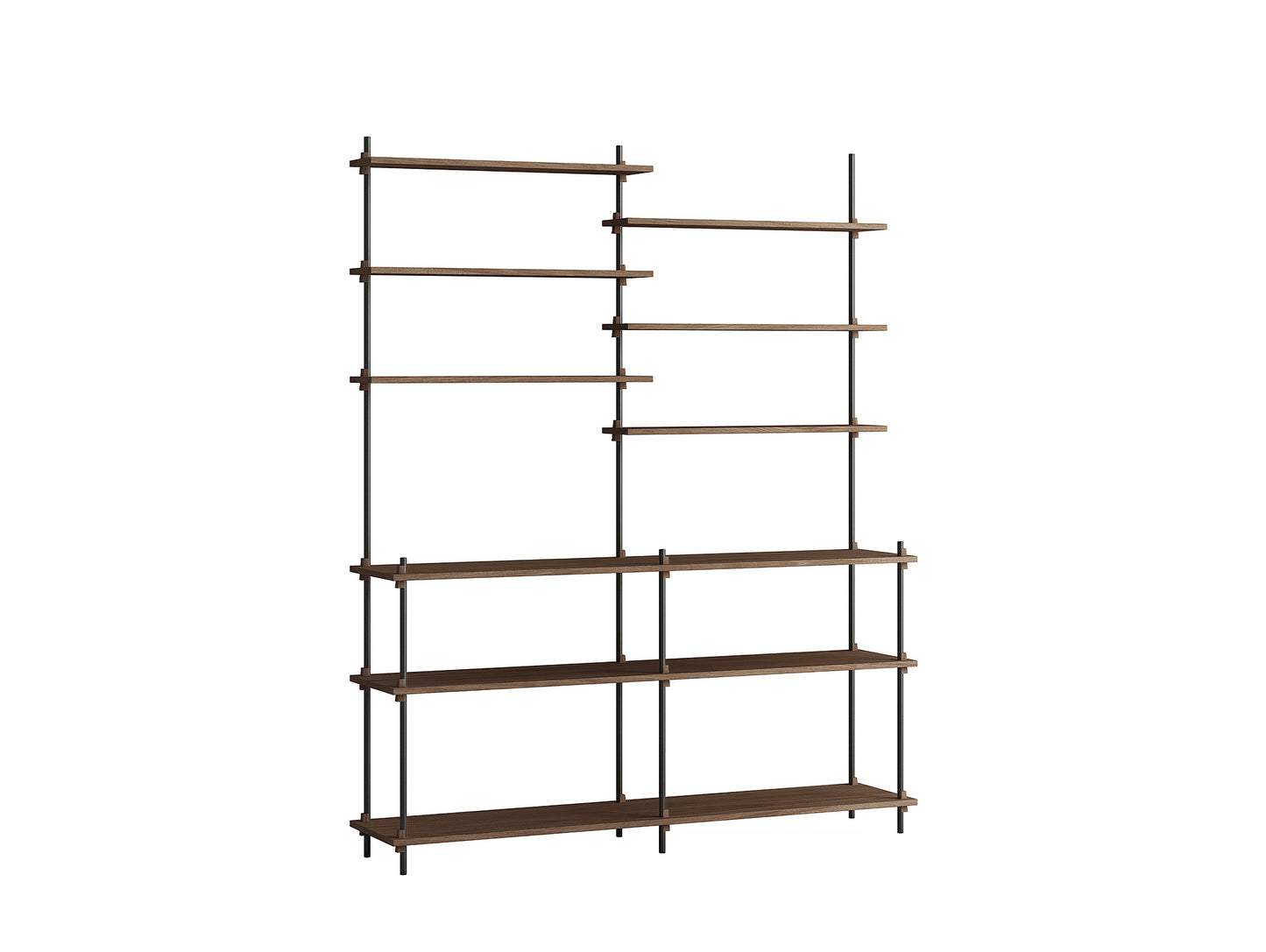 Moebe Shelving System - S.200.2.D Set in Black / Smoked Oak