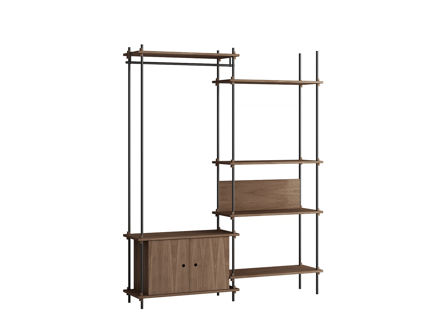 Moebe Shelving System - S.200.2.G Set in Black / Smoked Oak