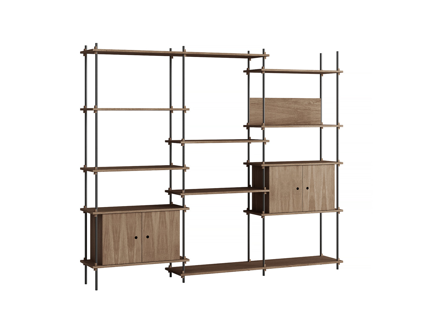 Moebe Shelving System - S.200.3.B Set in White / Smoked Oak