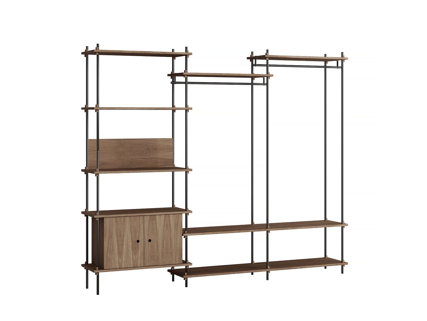 Moebe Shelving System - S.200.3.C Set in Black / Smoked Oak