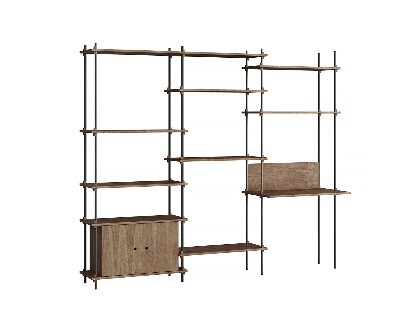 Moebe Shelving System - S.200.3.D Set in Black / Smoked Oak