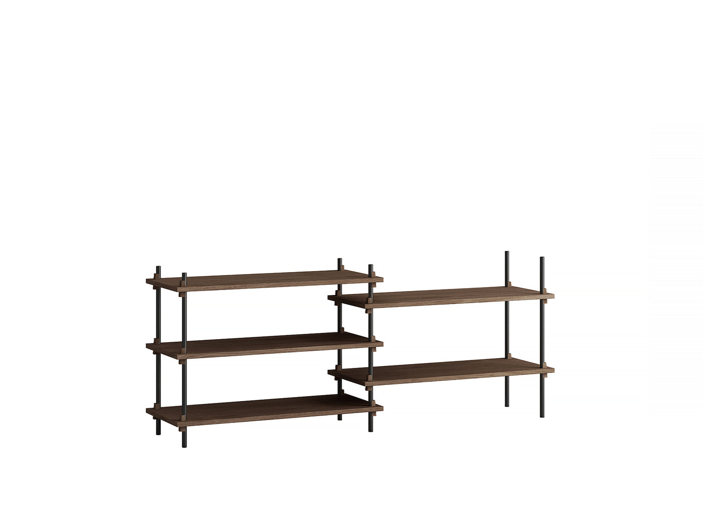 Moebe Shelving System - S.65.2A Set in Black / Smoked Oak