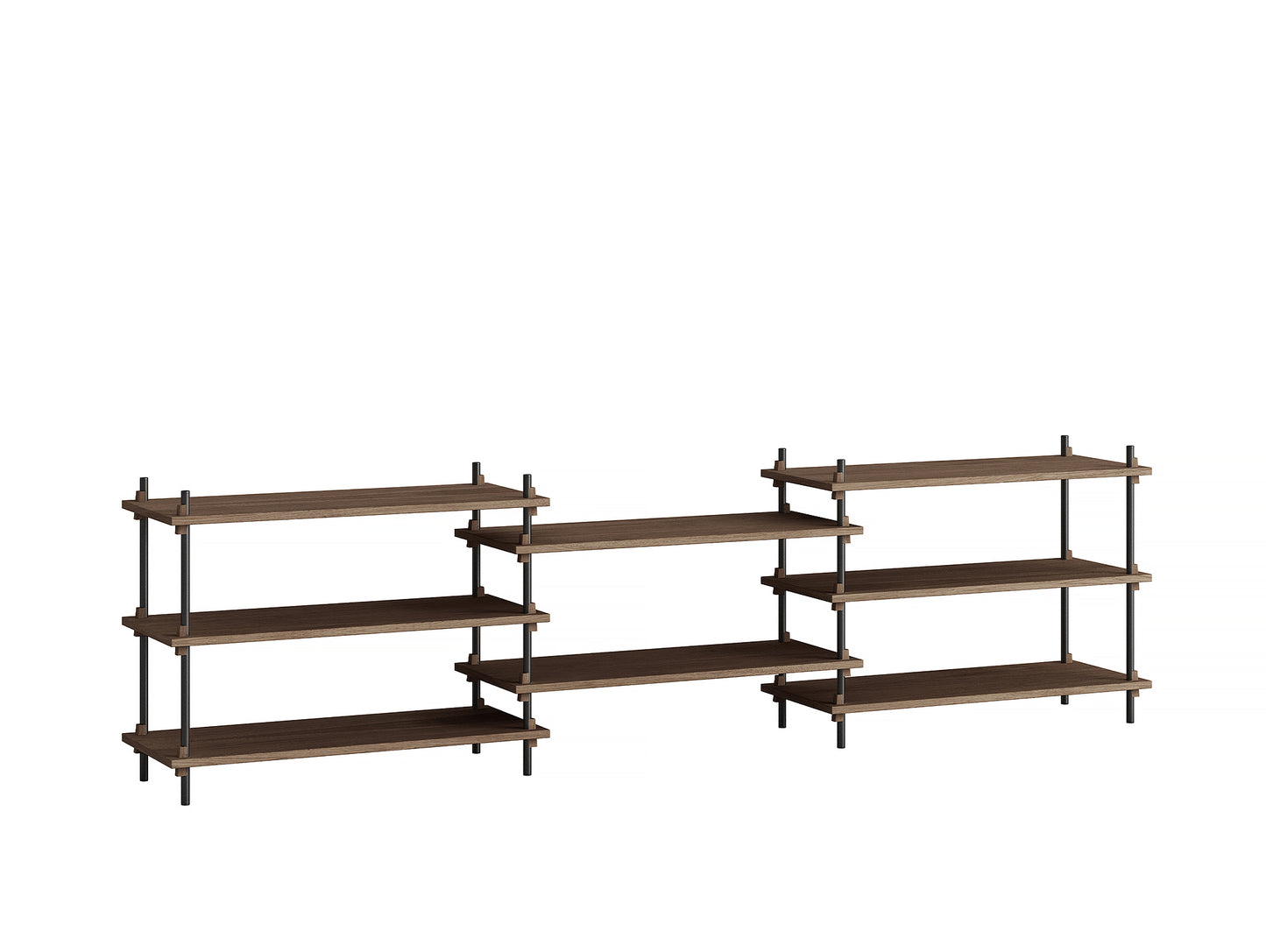 Moebe Shelving System - S.65.3.A Set in Black / Smoked Oak