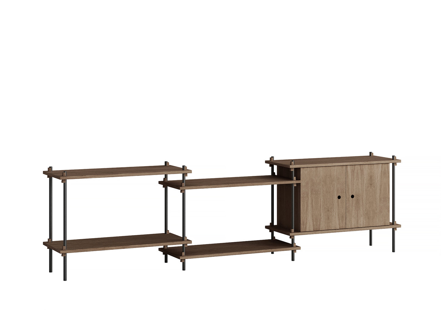 Moebe Shelving System - S.65.3.B Set in Black / Smoked Oak