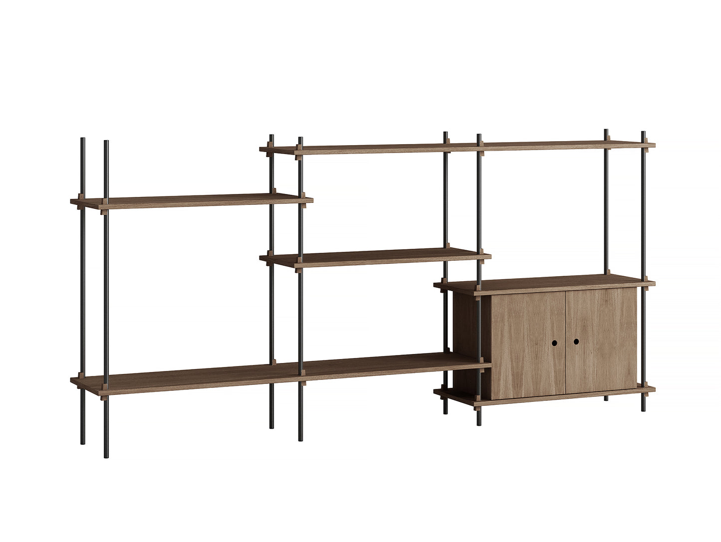 Moebe Shelving System - S.115.3.B Set in Black / Smoked Oak