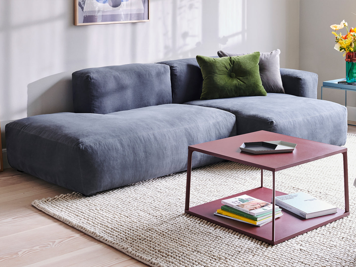Mags Soft 2.5 Seater Sofa (Low Armrest) by HAY / Combination 3 in Linara 198 Blueberry