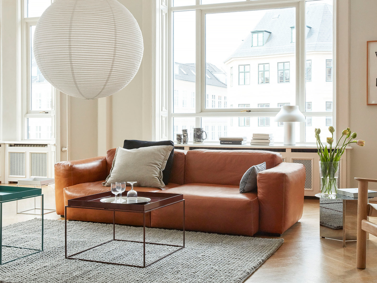Mags Soft 2.5 Seater Sofa (Low Armrest) by HAY / Combination 1 in Cognac Sence Leather