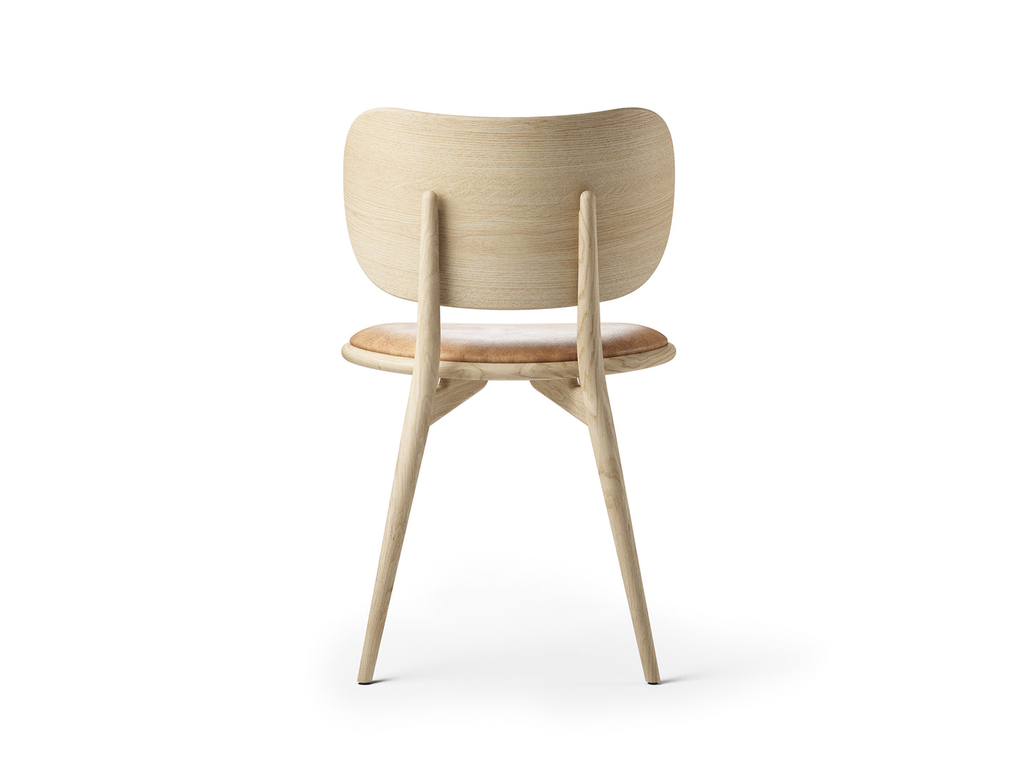 The Dining Chair by Mater - Matt Lacquered Oak Base / Natural Tanned Leather Seat