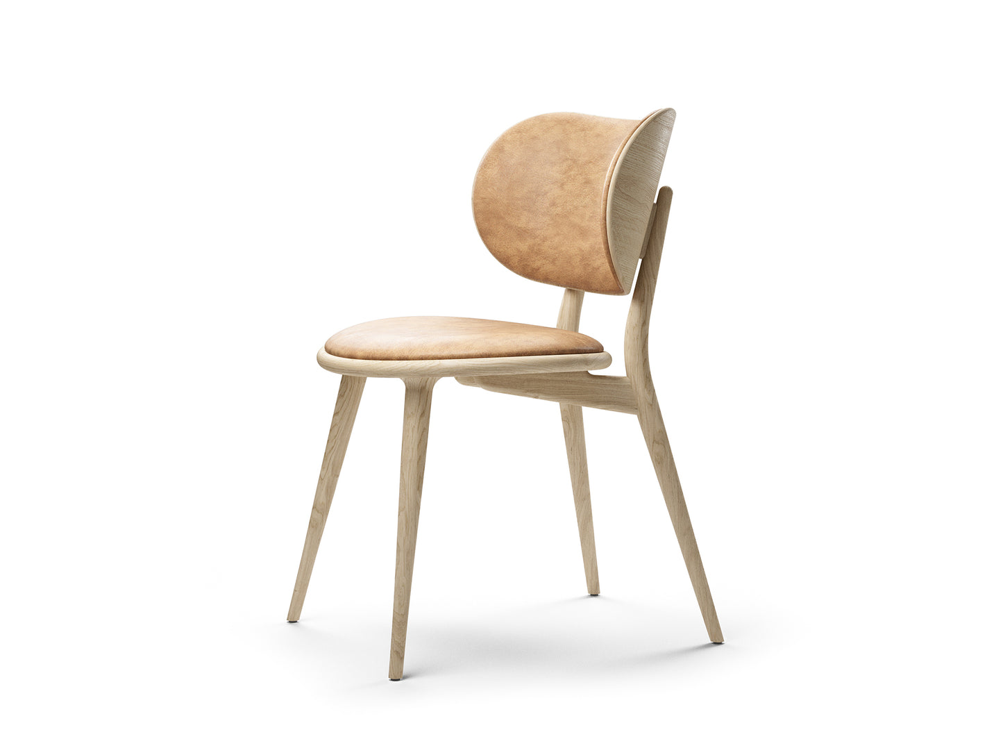 The Dining Chair by Mater - Matt Lacquered Oak Base / Natural Tanned Leather Seat